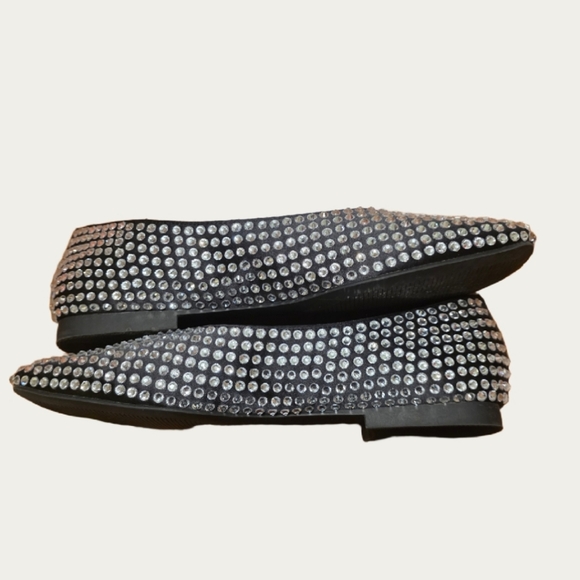 Steve Madden DELPHINE Black and Silver Studded Flats, SZ 10 - Picture 8 of 10